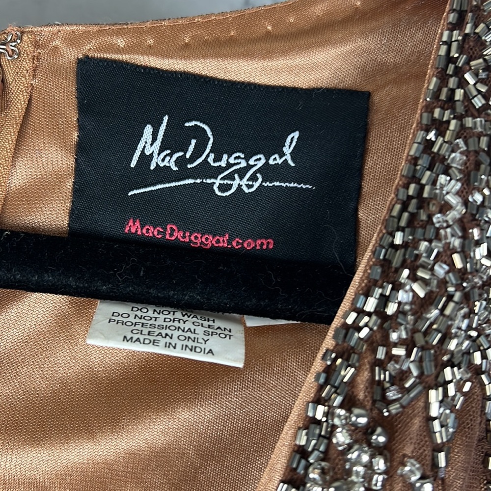 Mac Duggal Bronze Beaded Midi Dress - Picture 6 of 14
